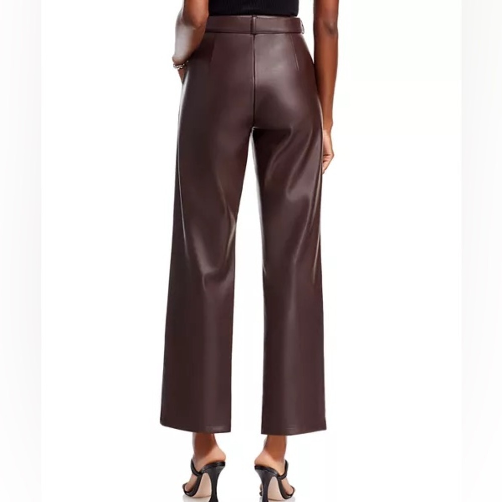 Tahari Faux Leather Wide Leg Pants Dark Brown High Rise Size 12 - Picture 7 of 7